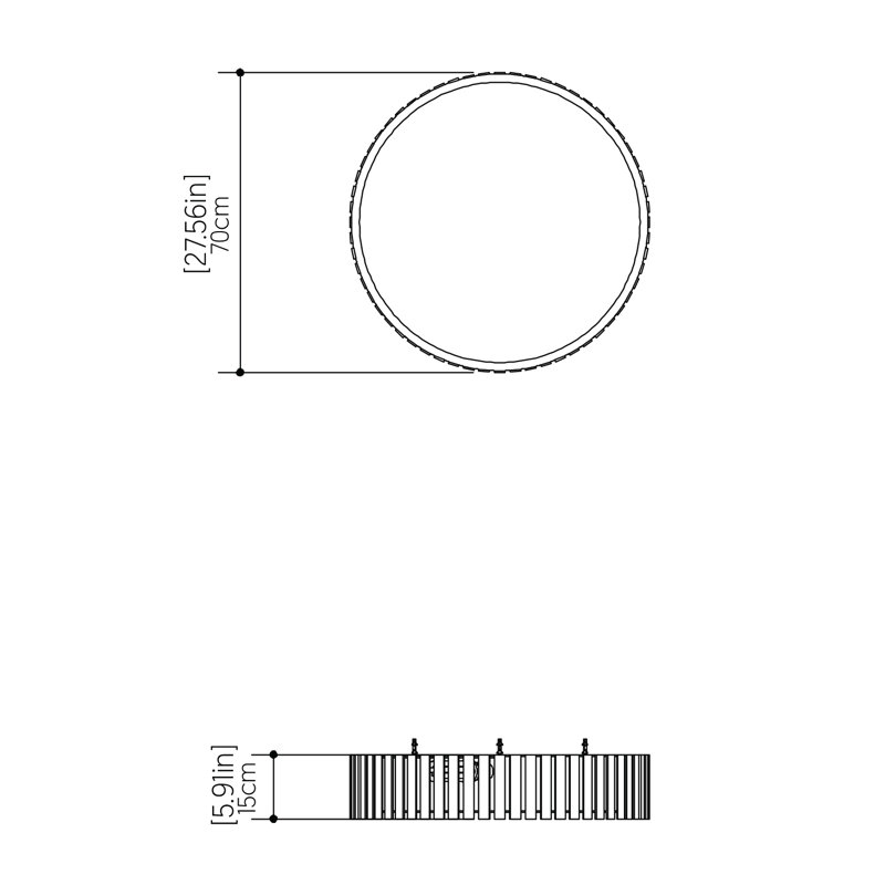 Plafonnier encastré 1 lumière DEL Ripado, Louro Freijo, H 5,85 po x l 27,3 po x P 27,3 po