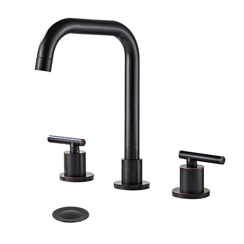 2-handle Bathroom Faucet with Drain Assembly