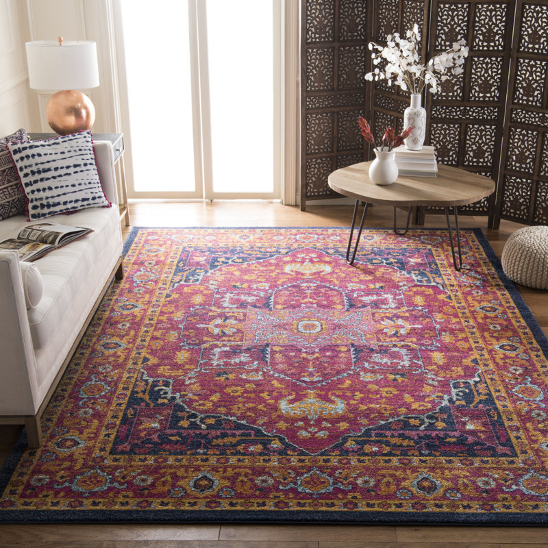 Annette Oriental Fuchsia/Orange Area Rug, Rectangle 8' x 10'