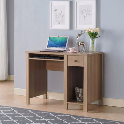 39"W Compact Student Home Office Desk, Wooden Knob with One Drawer & Keyboard Drawer