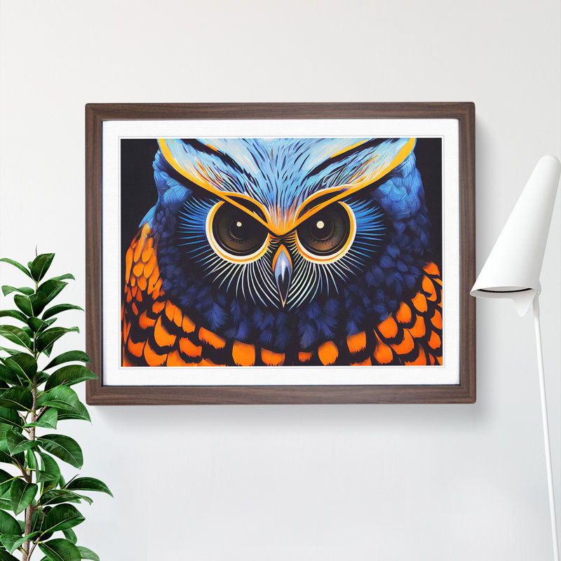 Arty Owl - Single Picture Frame Print, 46cm H x 64cm W, Brown