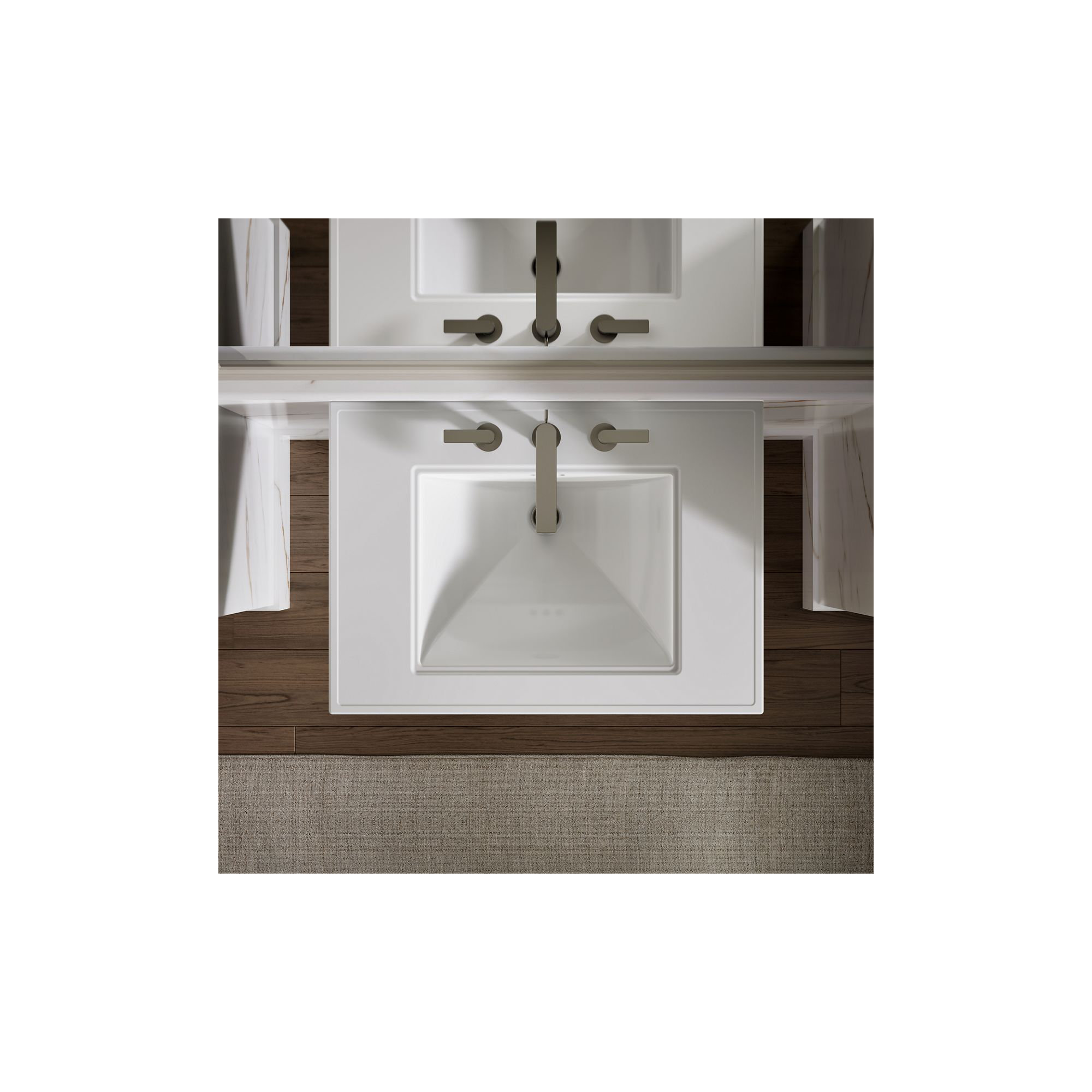 Memoirs Stately Pedestal Bathroom Sink with Faucet Holes, 8" Centers, 34.75" H x 22.19" W x 30.69" L, White