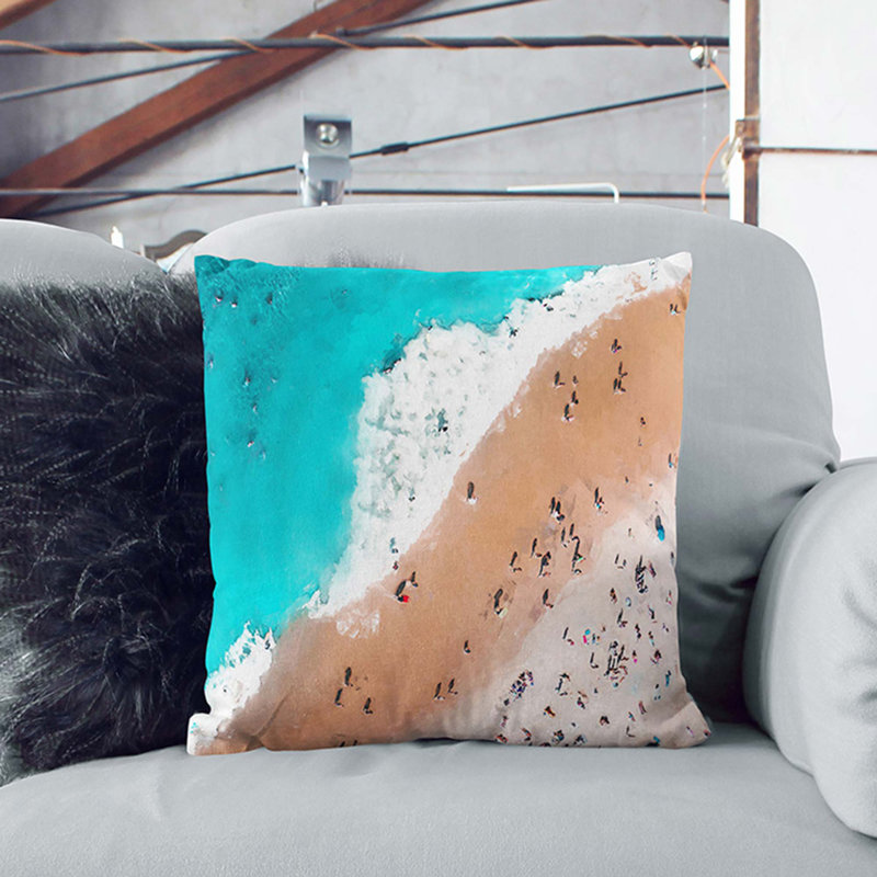 Bondi Beach Australia Square Throw Cushion, Black, 55cm H x 55cm W x 20cm D