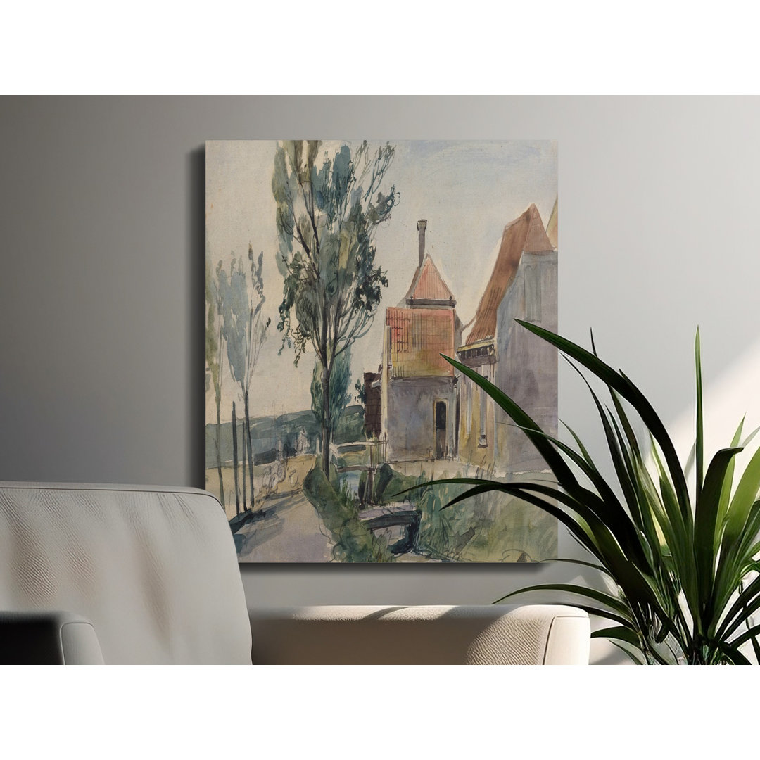 Watercolor Farmhouse Canvas Wall Art, Countryside Landscape Print, Gallery Wrapped Canvas, Ready to Hang, Archival Inks, Farmhouse Decor