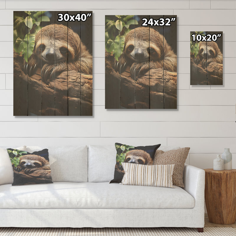 Paresseux rustique - paresseux, art sur bois de pin naturel, H 32 po x l 24 po