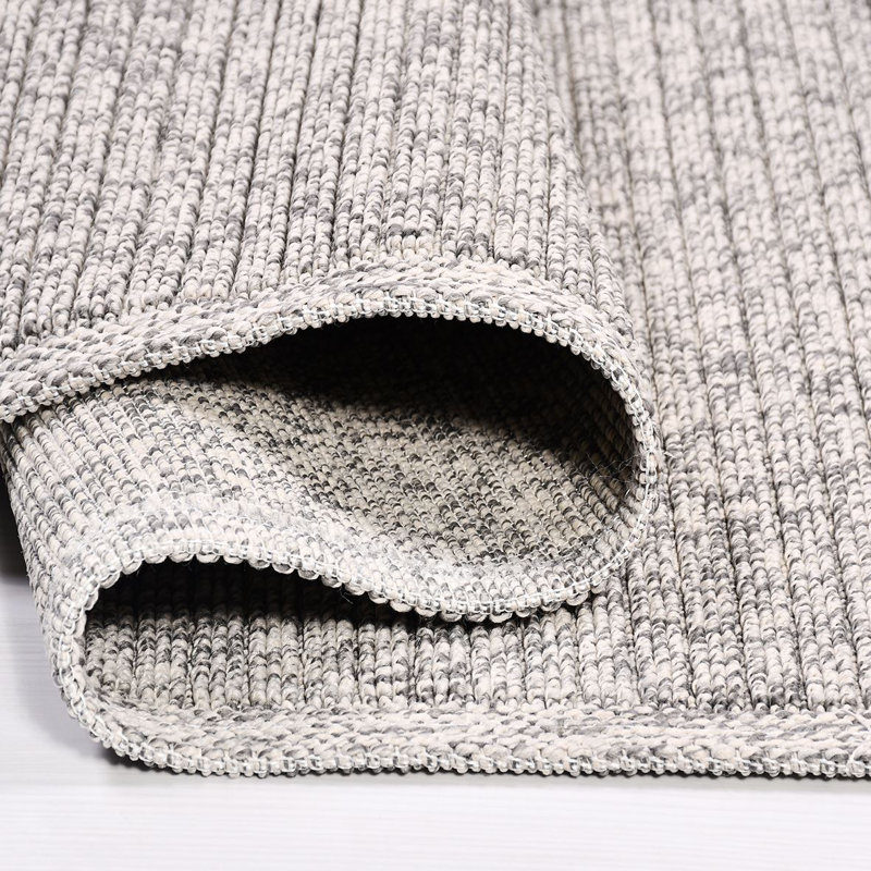 Tapis gris moderne lavable à la machine, Rectangle 6 pi 7 po x 9 pi 11 po