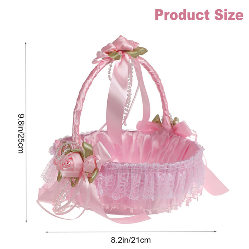 Panier de mariage Flower Girl, Rose