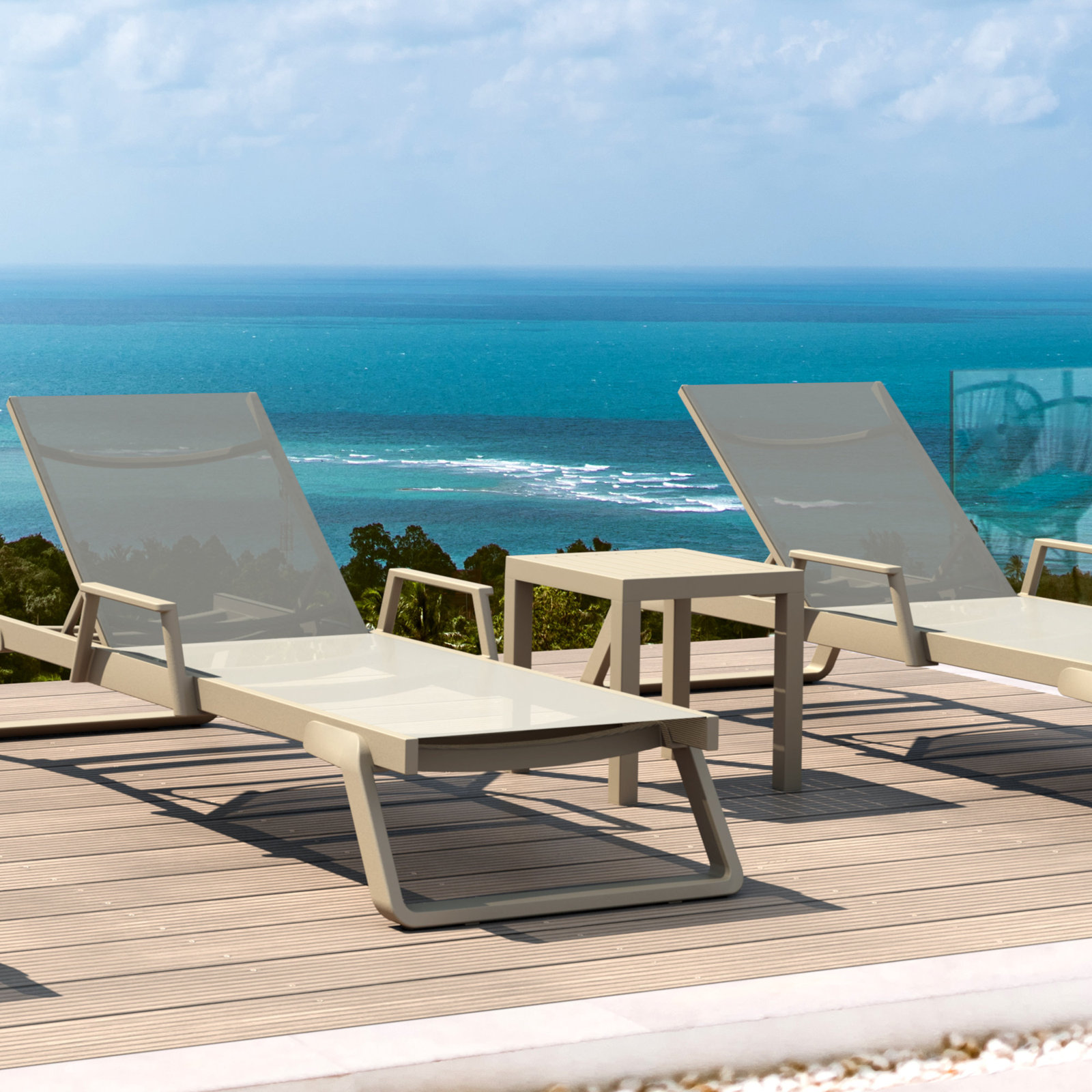 Genelda Outdoor Chaise Lounge, Taupe