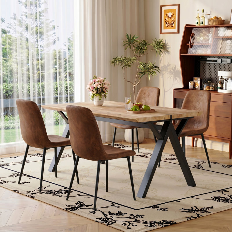 Chaises de salle à manger rembourrées Keyair, pour la cuisine, la salle à manger et l'extérieur (ensemble de 4), Brun, 4