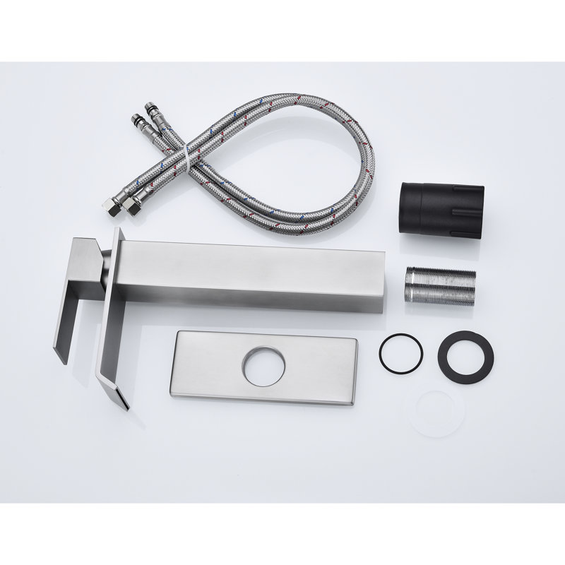 Robinet pour salle de bain à poignée simple avec propriétés de corrosion et bec de robinet en acier inoxydable à finition nickel brossé facile d'entretien
