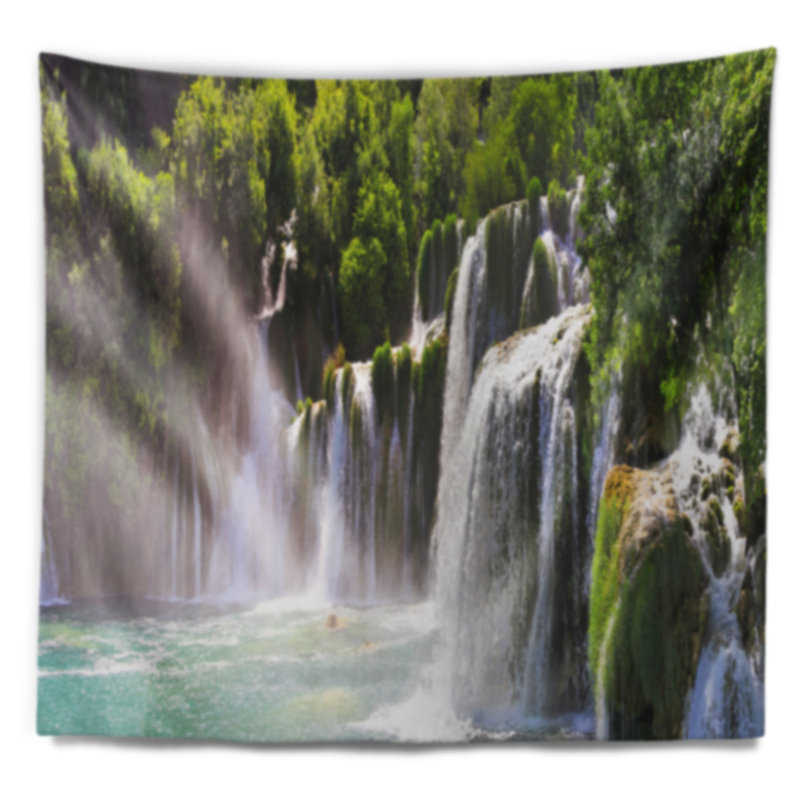 Tapisserie de paysage de cascade de krka abstraite, H 32 po x l 39 po