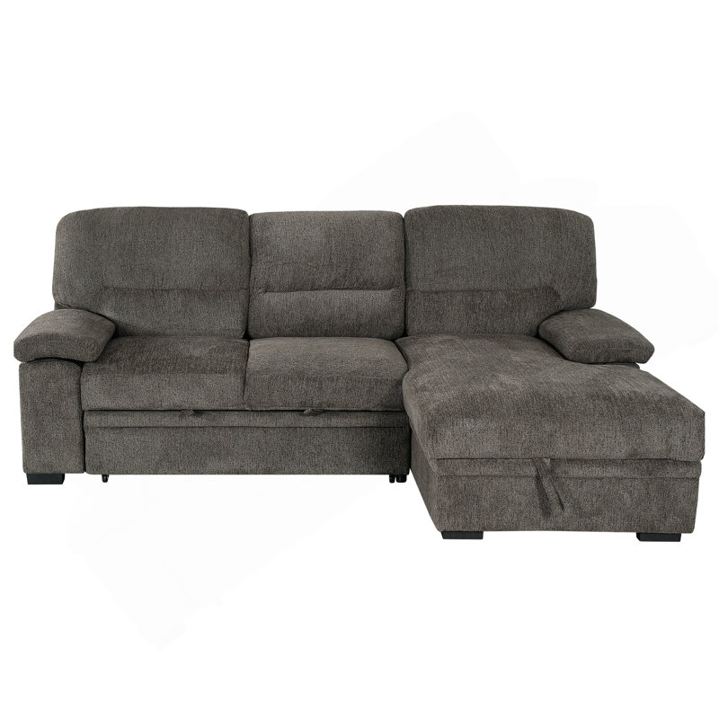 Canapé-lit modulaire convertible en L avec méridienne de rangement, canapé-lit de salon, gris