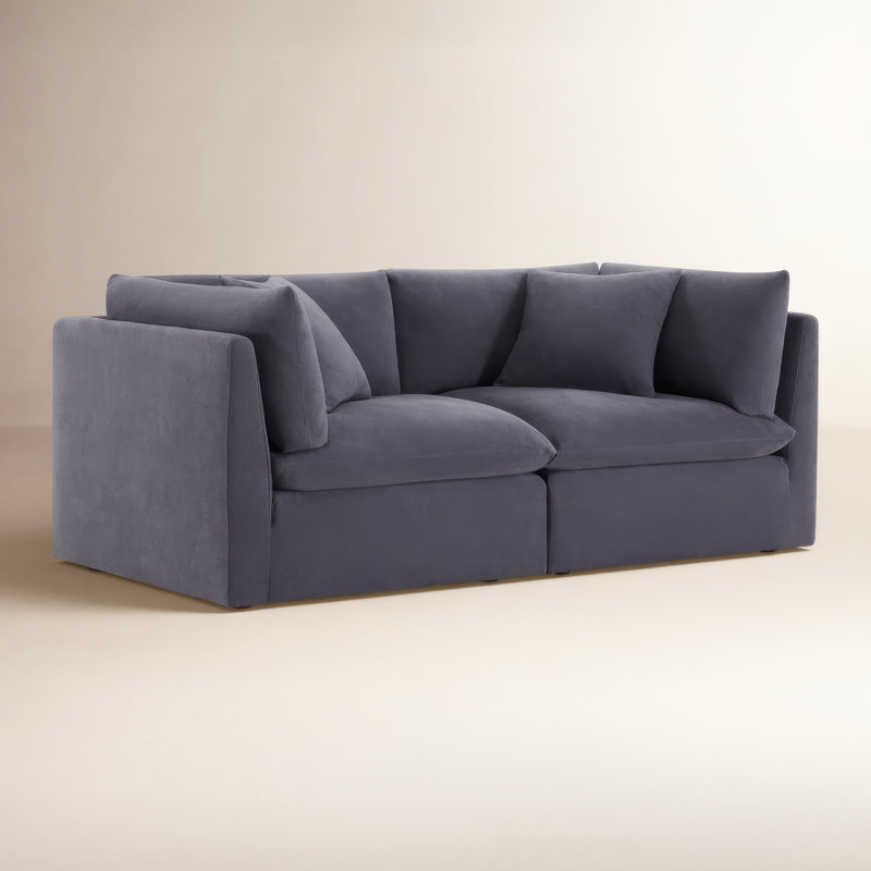 Canapé modulaire rembourré 81 po Annabella, Chenille de performance en zinc Willow