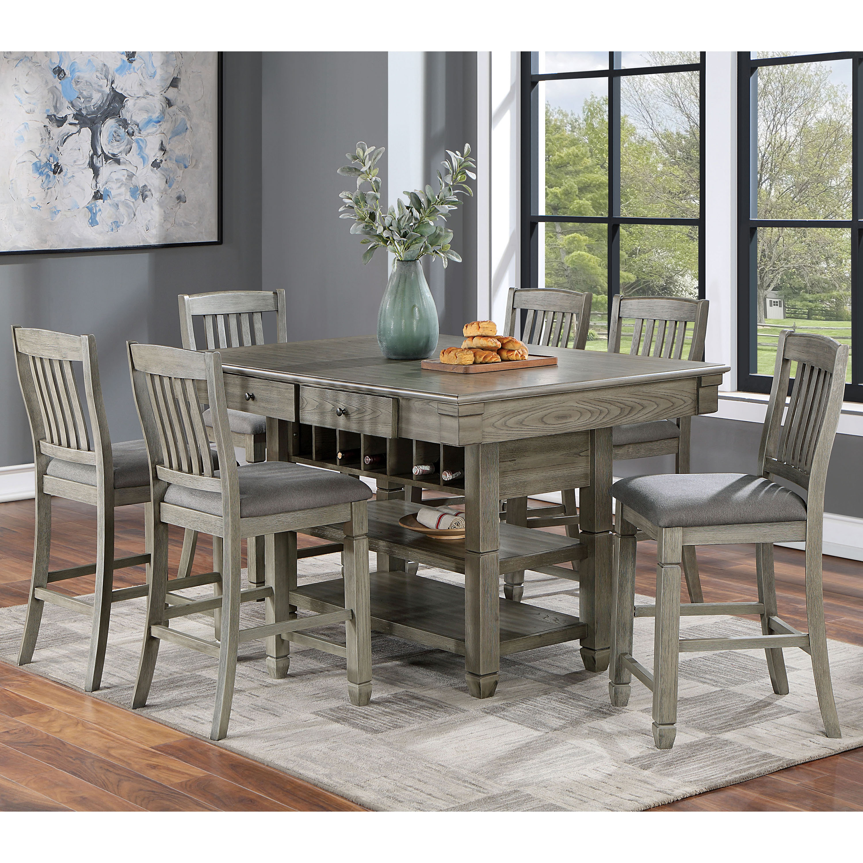 7 piece counter best sale height dining set grey