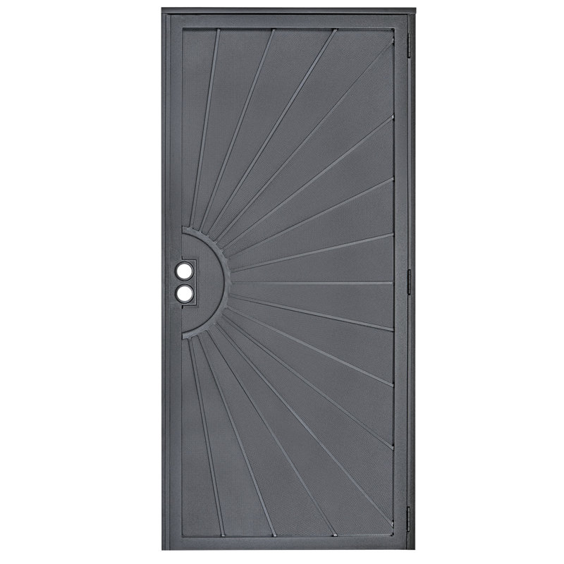 Portes grillagées de sécurité en acier 36 po x 80 po Grisham, Noir mat