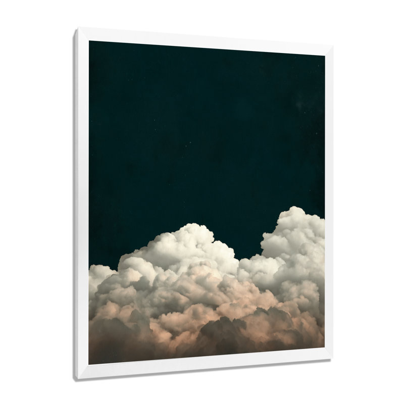 «Fluffy White Clouds In The Sky - Clouds», art mural encadré, impression sur toile blanche minimaliste, Cadre photo unique