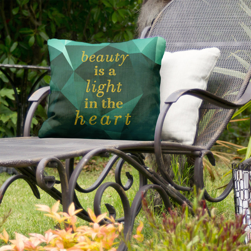 Outdoor Reversible Throw Pillow, 20" x 20", Emerald/Gold