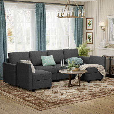 Canapé modulaire modulaire avec rangement et design convertible, repose-pieds profond de 27 po, coussins en mousse à mémoire de forme pour un confort ultime