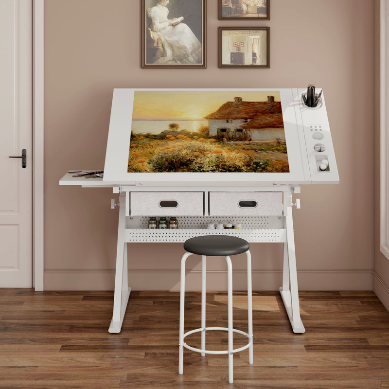 Metal Base Standing Desk, Blanc