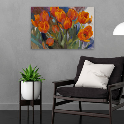Apricot Tulips - Floral And Still Life Flowers Tulips Teal And Turquoise Art