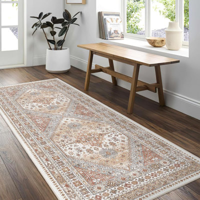 Medallion Non Slip Washable Rug(Orange)