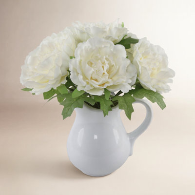 Olveston Fabric Peony Arrangement in Vase