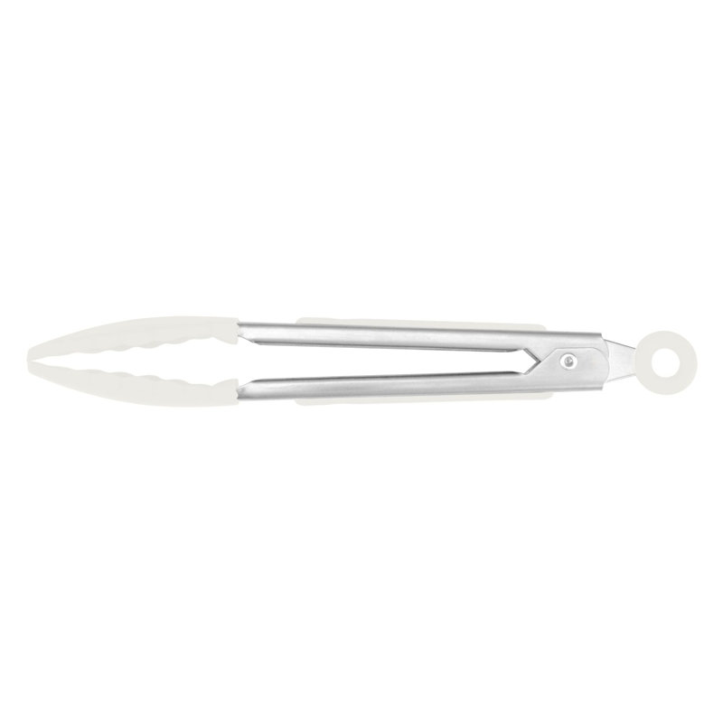 Tovolo Mini Turner Tongs For Cooking And Food Prep, Stainless Steel/White