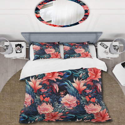 Ensemble de housse de couette bleu azur et rose