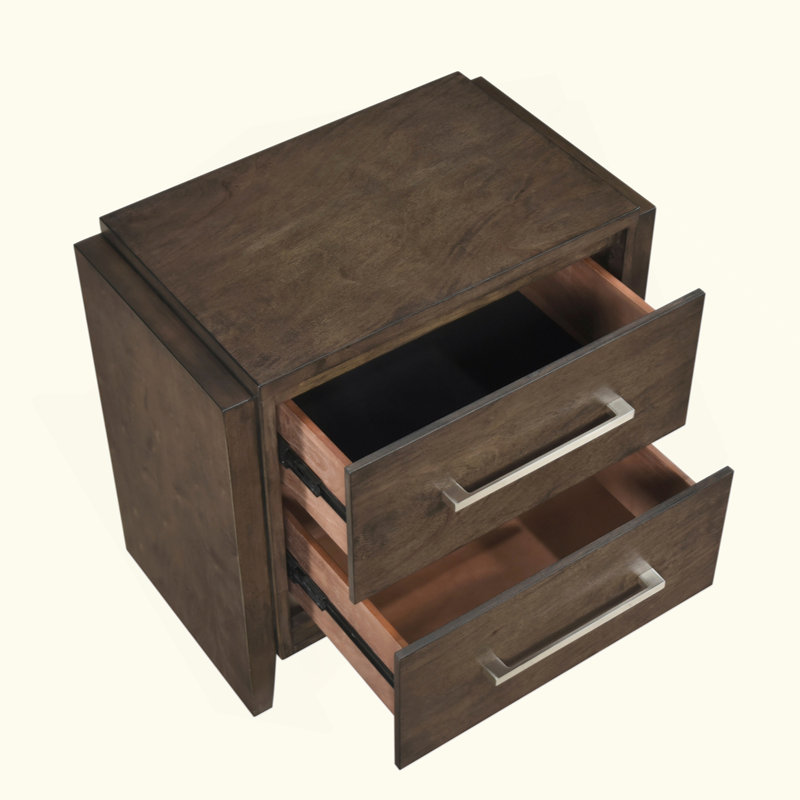 Table de chevet en bois d'hévéa massif 1 pièce