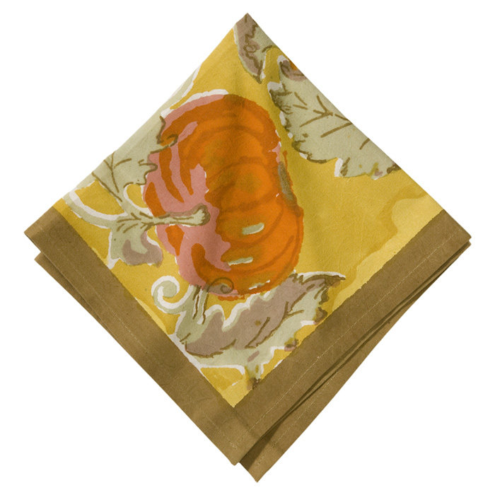 Fleta 100% Cotton Square Napkin, Orange-Yellow