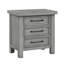 Table de chevet Daisy, placage de manguier gris, 3 tiroirs, boutons en métal bronze