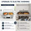 Chafing dish électrique pour buffet, 600 W, en acier inoxydable, avec commande tactile numérique, couvercle transparent à enroulement et bacs alimentaires de grande capacité et 2 demi-capacités.