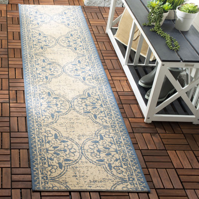 Danya Geometric Blue/Cream Indoor / Outdoor Area Indoor/Outdoor Area Rug