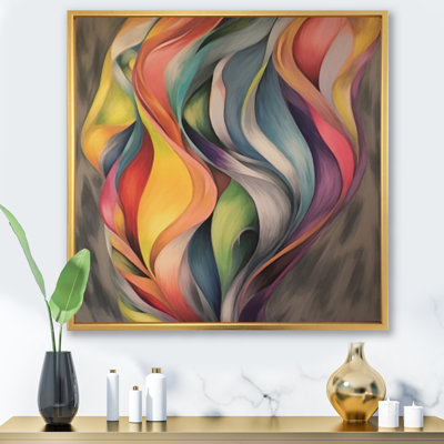 «Vintage Colorful Pastel Leaves Watercolor Grey I», reproduction sur toile