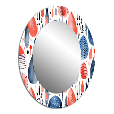 Miroir mural moderne bleu corail scandinave floral Elegance I