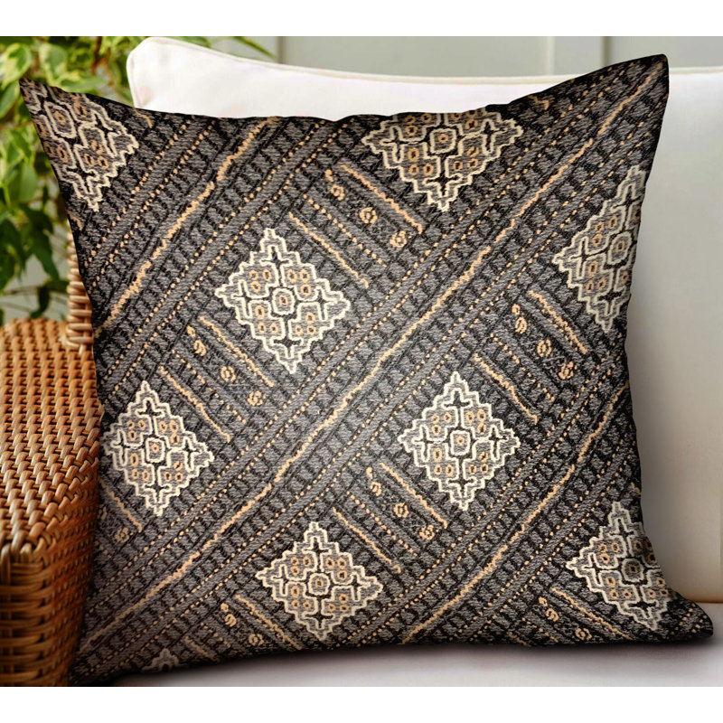 Pewter Lattice Lumbar Indoor/Outdoor Pillow Cover & Insert