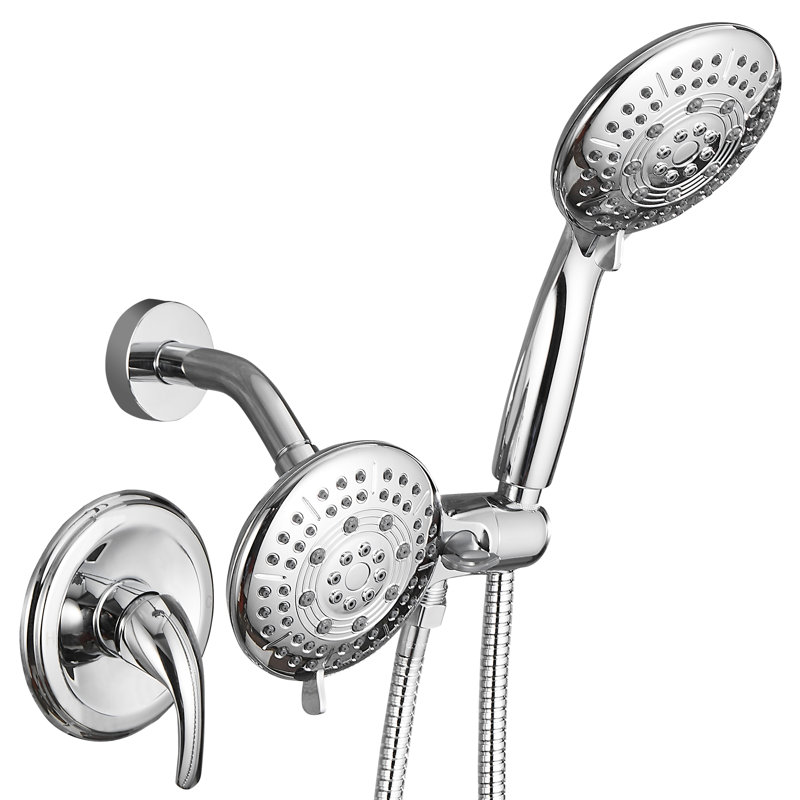 Système de douche à 4 jets d'eau à 4 jets Couple avec jet 2 en 1, valve brute, Chrome