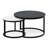  2 Piece Nesting Round Coffee Table Set, Composite Top & Black Metal Frame Living Room Decor