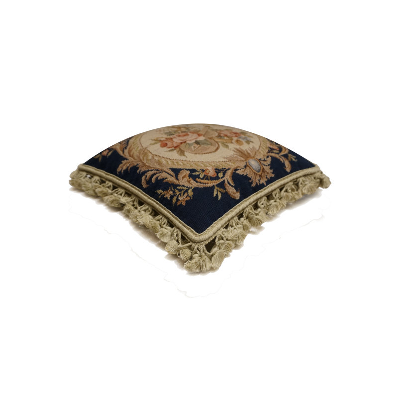 Needlepoint Square Pillow Cover & Insert, Square 16", Cream Floral