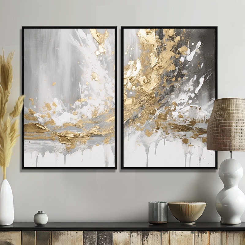 Flynn - impressions d'art moderne sur toile, H 36 po x l 48 po, Impression encadrée sans passe-partout, Noir