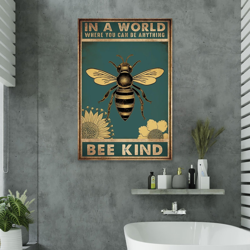 «Bee Kind», impression sur toile tendue, L 11 po x H 14 po