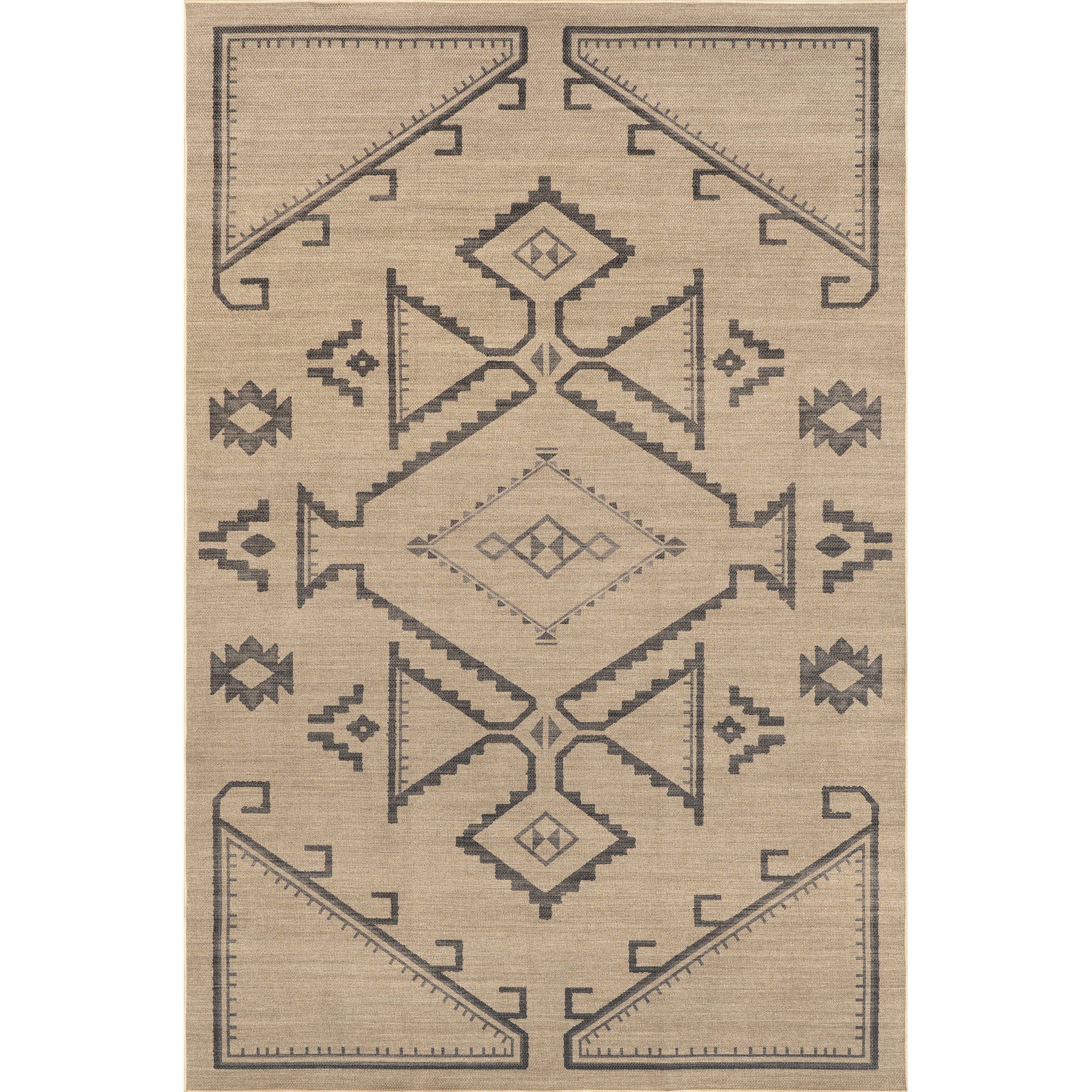 Dakota Fields Germania Southwestern Easy Jute Machine Washable Area Rug
