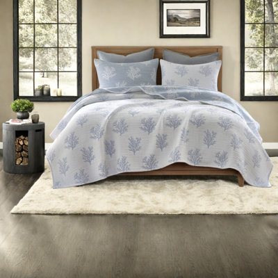 Ensemble de literie bleu - Pièce, couette réversible en polyester King/Cal King pour la maison