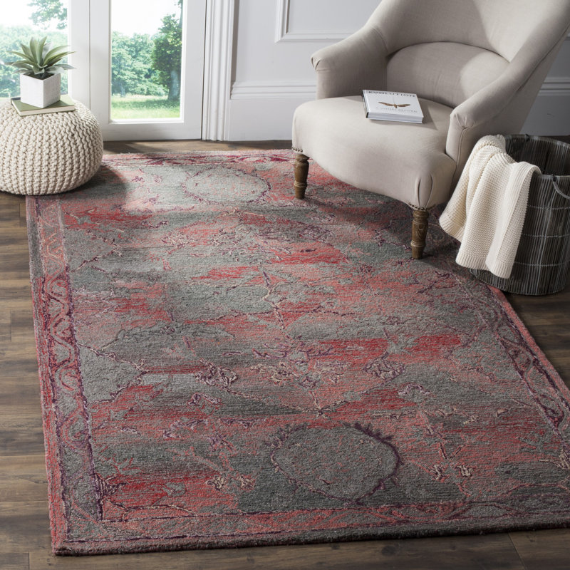Tapis rétro performance rétro touffeté à la main Oushak, Rectangle 5 pi x 8 pi