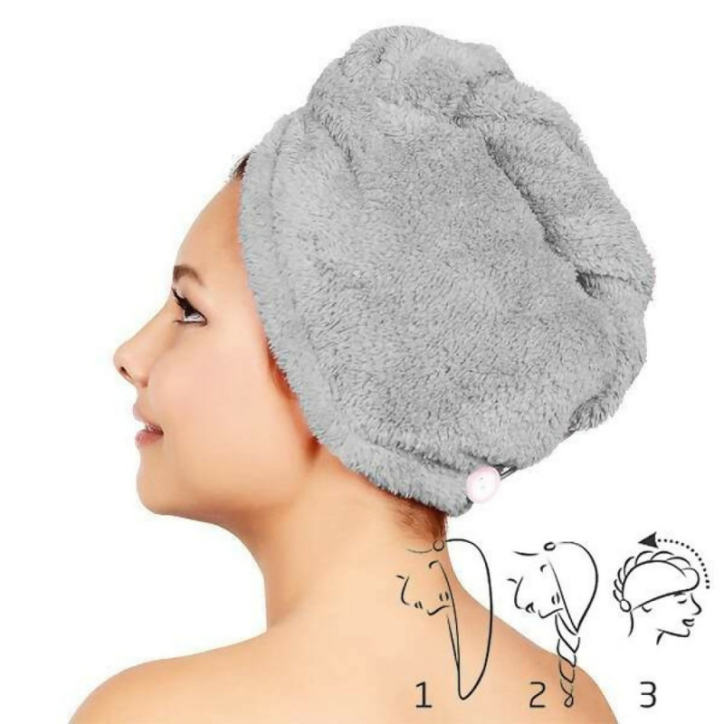 Women's Twist Hair Towel Wrap With Button, 4 Pack Set, 2 Pack Set ,Super Absorbent, Quick Dry, Fuschia, Hair Towels - 2 Pack