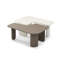 Table basse modulaire moderne de 2 pièces, tables de combinaison avec peinture multicouche, côté kaki et blanc pour le canapé, appartement de salon central polyvalent, pieds améliorés et courbés, coffre-fort