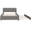Grand lit plateforme tapissier avec tête de lit à motif brique et gigogne simple TG