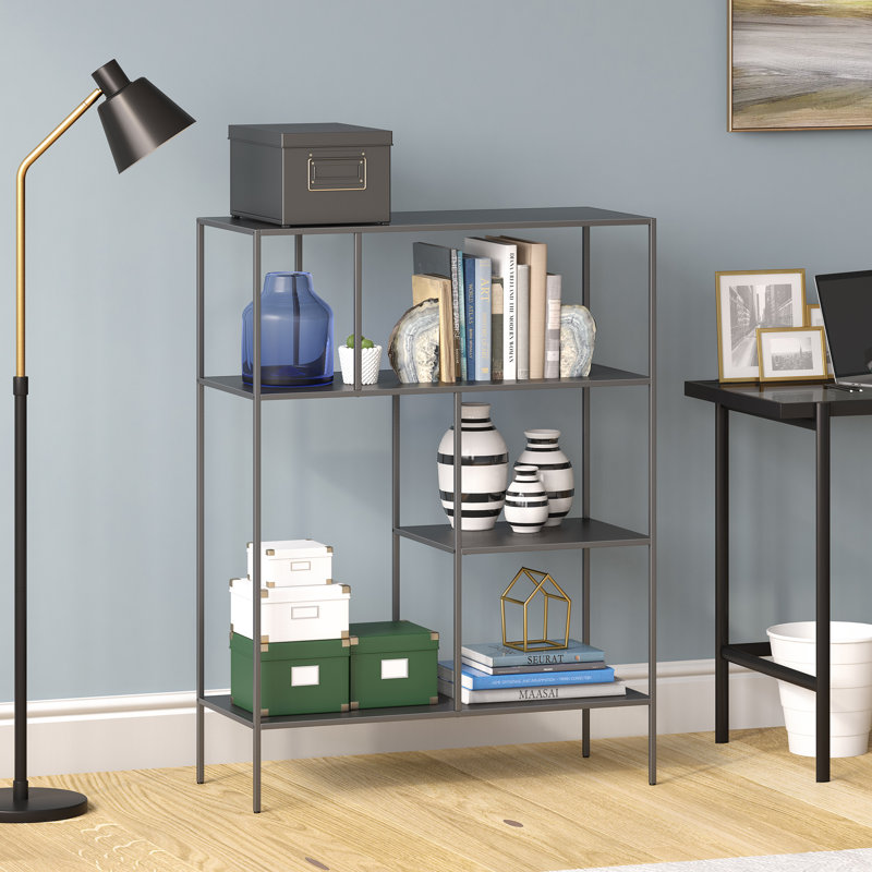 Winthrop 121.92cm H x 91.44cm W Steel Standard Bookcase, Gunmetal Grey