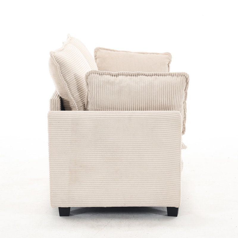 Double coussin 2 - canapé en velours pour la douleur dorsale modulaire rembourré avec des coussins moelleux, Beige