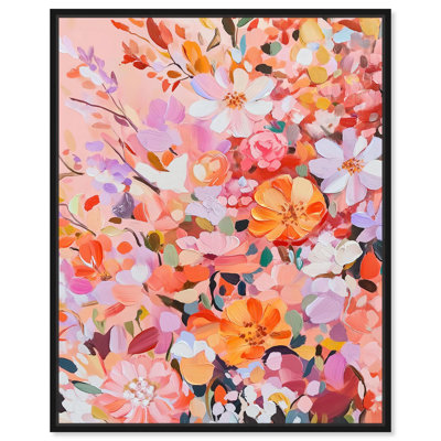 Surpris en toile orange florale par Art Remedy